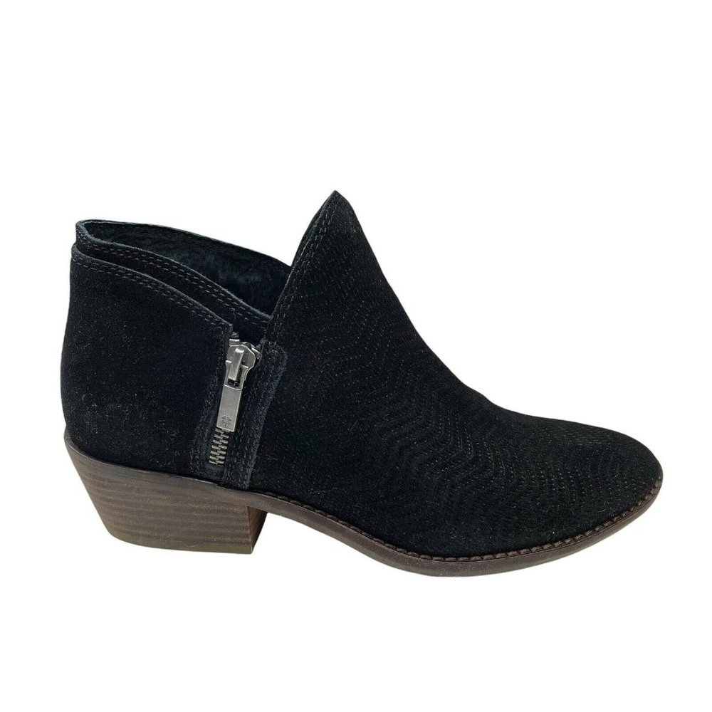 Lucky Brand Fhuna Black Ankle Bootie size 8.5. Oiled Suede with side Zipper